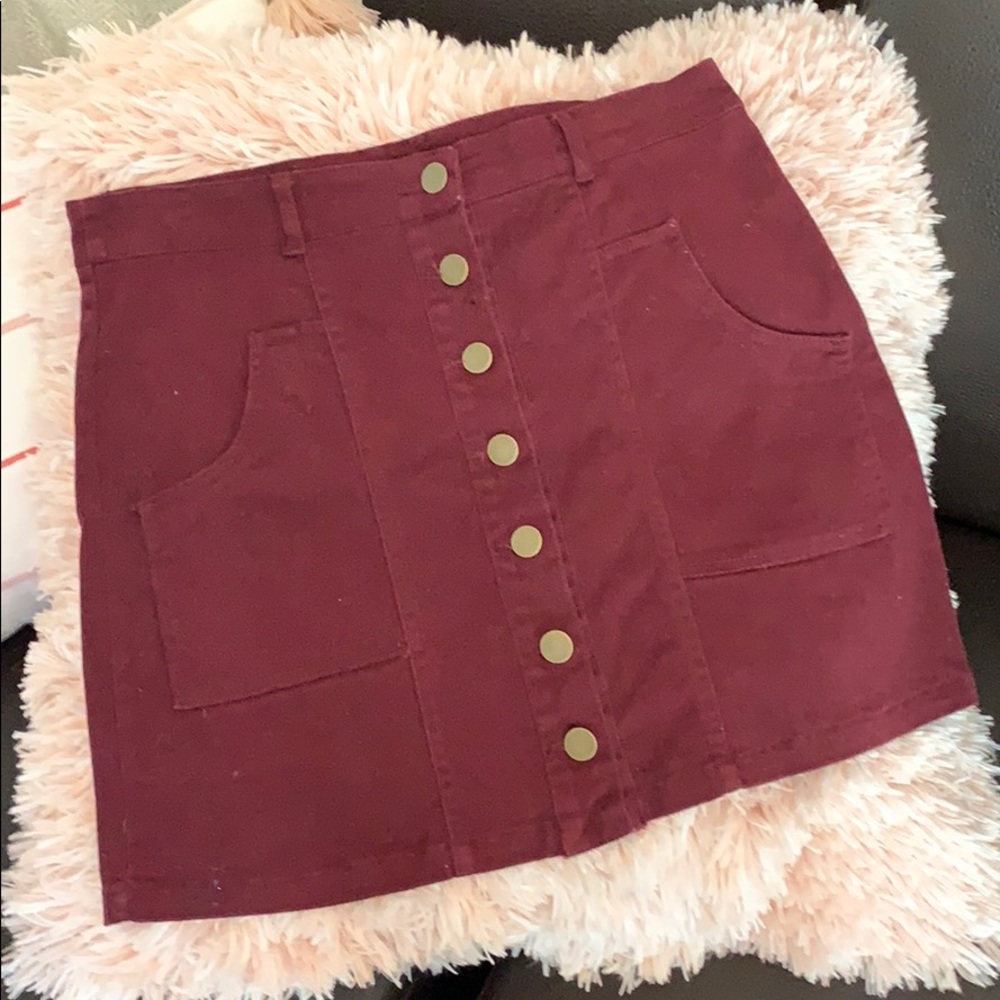 Altar’d State Maroon Button Skirt